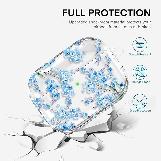 Maxjoy for AirPods Pro 3rd Generation Case, Clear AirPods Pro 3 Case for Women Girly Cute Soft AirPod Pro 3 Cover with Keychain Strap for AirPod Pro 3rd Gen Cover 2025, Flower