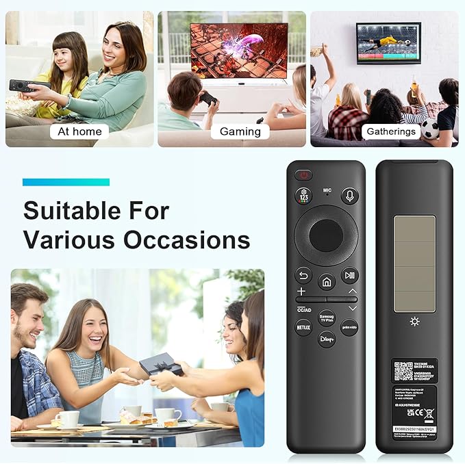 BN59-01432A Solar Voice Remote Replacement for Samsung TV Remote with Bluetooth Rechargeable Solar Cell, Compatible with Samsung Neo QLED S90D Smart 8K HDR Ultra HD TVs, VG-TM2360E 2023 Model, Black