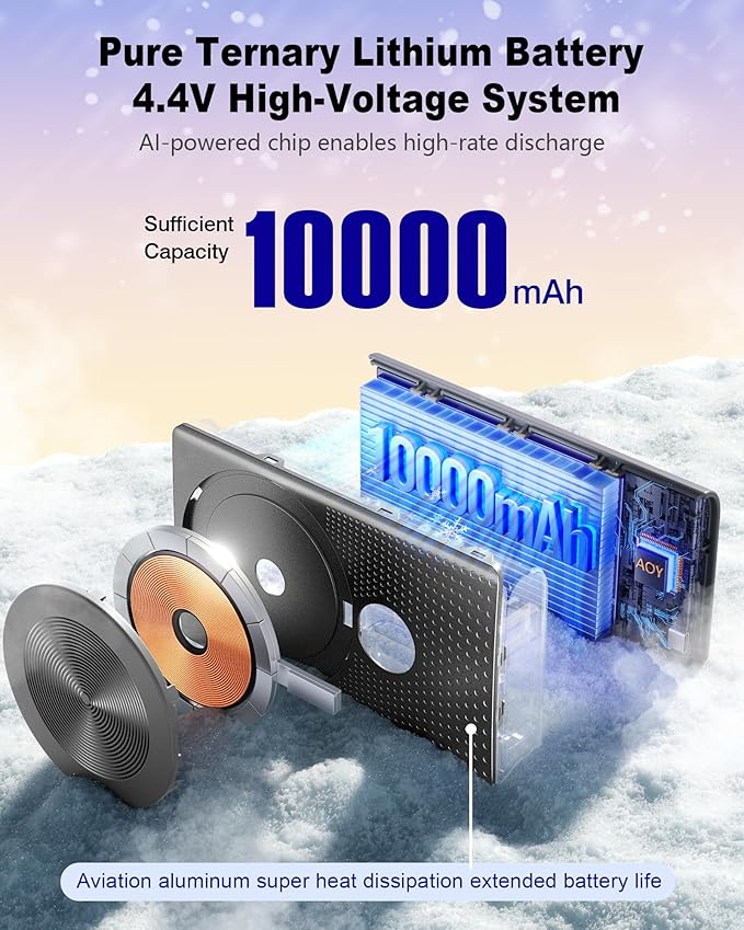Magnetic Portable Charger, 10000mAh 22.5W PD Super Fast Charging Wireless Power Bank, Ultra-Strong Magnet, USB-C in&Out Battery Pack for iPhone 17/16/15/14/13/12 Pro Series, Black