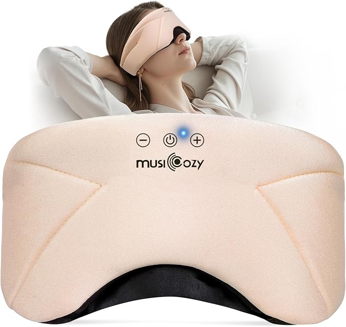 MUSICOZY Bluetooth 5.4 Sleep Headphones Bundle, Zipper Washable Eye Mask with HD Stereo Speakers Bluetooth Sleep Mask, 14H Playtime Wireless Music Headphones for Side Sleepers, Travel, Relaxation
