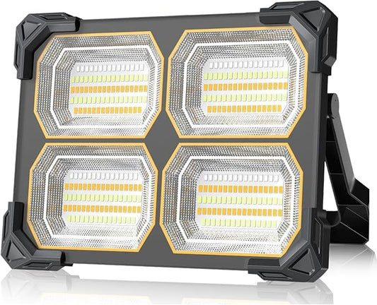 500W Led Work Light Rechargeable,42000MAh Solar Portable Light, 42000LM Magnetic Work Lights, 326 Led Battery Work Lights with Stand 5 Lights Modes IP66 Waterproof for Outdoor Camping Car Repairing