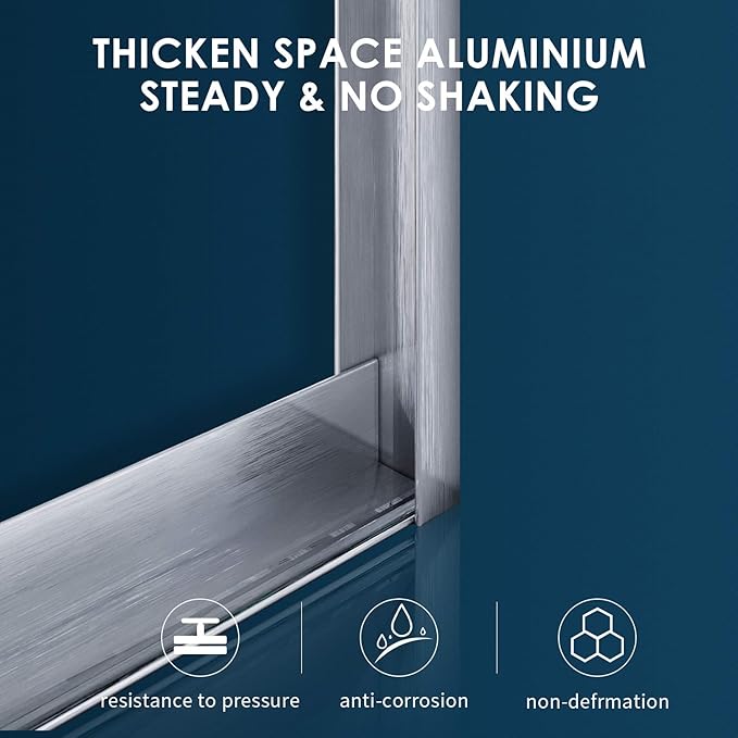 SUNNY SHOWER 60 in.W x 72 in.H Semi-Frameless Shower Door, DoubleSliding Glass Shower Door, 1/4" Clear Glass Shower Enclosure, Brushed Nickel Finish