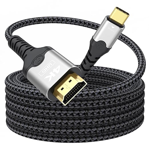 USB C to HDMI Cable 15 ft Long, 4K@30Hz 1080P@120Hz One-Direction Type C to HDMI Cord for MacBook iPad Pro/Air, iPhone 17/16/15, Galaxy S25/S24/S23 Android Phone to TV, Projector, Monitor