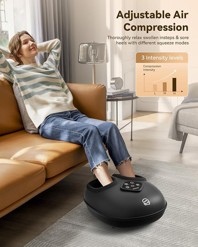 COMFIER 2025 Shiatsu Foot Massager with Heat,Compression,Kneading &Rolling,Foot Massager for Neuropathy,Plantar Fasciitis,Upgraded for Larger Feet Machine(Size 15),Home or Office, Christmas Gifts