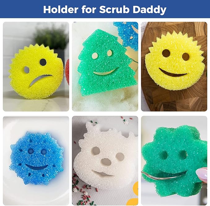 Scrub Sponge Holder for Kitchen Sink - 2Pack Suction Cup Sponges Holder - Sink Sponge Caddy Organizer Daddy Holder