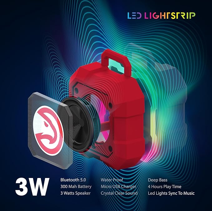 SOAR NBA Shockbox LED Wireless Bluetooth Speaker - Water Resistant IPX4, 5.0 Bluetooth with Over 5 Hours of Play Time - Small Portable Speaker - Officially Licensed NBA, Perfect Home & Outdoor Speaker