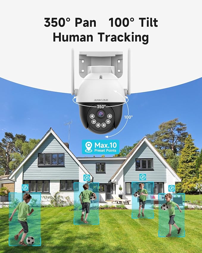 4G LTE Cellular Security Camera Wireless Outdoor, No WiFi Camera with 360° Pan Tilt Auto-Tracking, Siren Alert, Color Night Vision, 2-Way Audio, 32GB SD Card & SIM Card, IP66