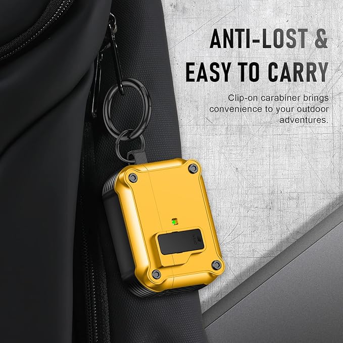 Maxjoy for Airpods Pro 3 Generation Case(2025), Secure Lock Clip Full Body Shockproof Hard Shell Protective Apple for Airpods Pro 3 Case Cover with Keychain Cleaner Kit for Men Women,Yellow
