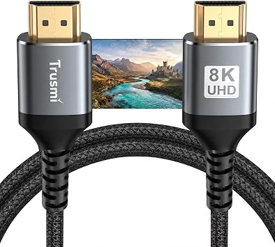 UHD 2.1 Cable 16ft, 8K@60Hz 4K@120Hz High Speed UHD Cord, Braided Ultra HD Cable for TV, Monitor, PS5, Xbox Series X, Projector, EARC
