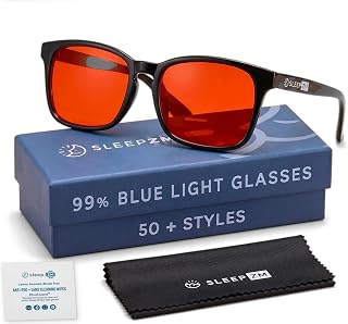 Blue Light Blocking Glasses for Sleep - 99% Amber, Rectangular - Image 1