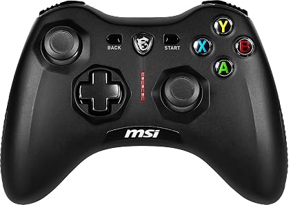 msi Force GC30V2 Wireless Gaming Controller, Dual Vibration Motors, Dual Connection Modes, Interchangable D-Pads, Compatible with PC & Android, Black