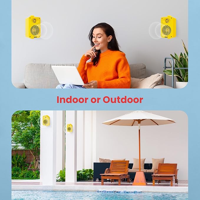 Pyle 3.5" 2-Way Waterproof Bluetooth Indoor/Outdoor Speaker – ½ High Compliance Polymer Tweeter, Compact Marine Deck/Poolside Sound System (Yellow)