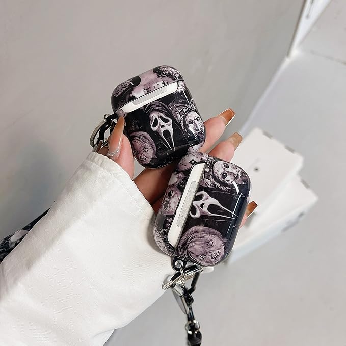 Cool Scream Pattern 2/1 Case with Durable IMD Printing Technology and PET Layer，with Horror Keychain Clip Carabiner and Lanyard