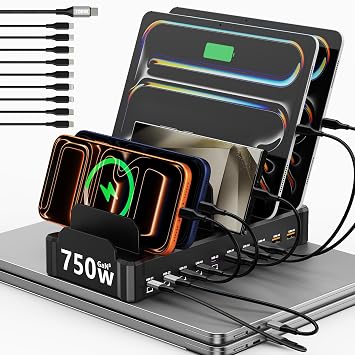 750W Charging Station for Multiple Devices, Zobirez 10-Port Fast Charger