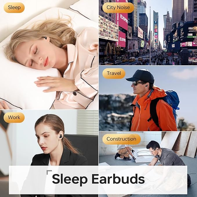 MUSICOZY Bluetooth 5.3 Sleep Earbuds, Wireless Sleep Headphones, Light-Weight in-Ear Buds for Sleeping, IPX6 Waterproof Earbuds for Side Sleepers White Noise Concerts Podcasts Study Focus Men Women