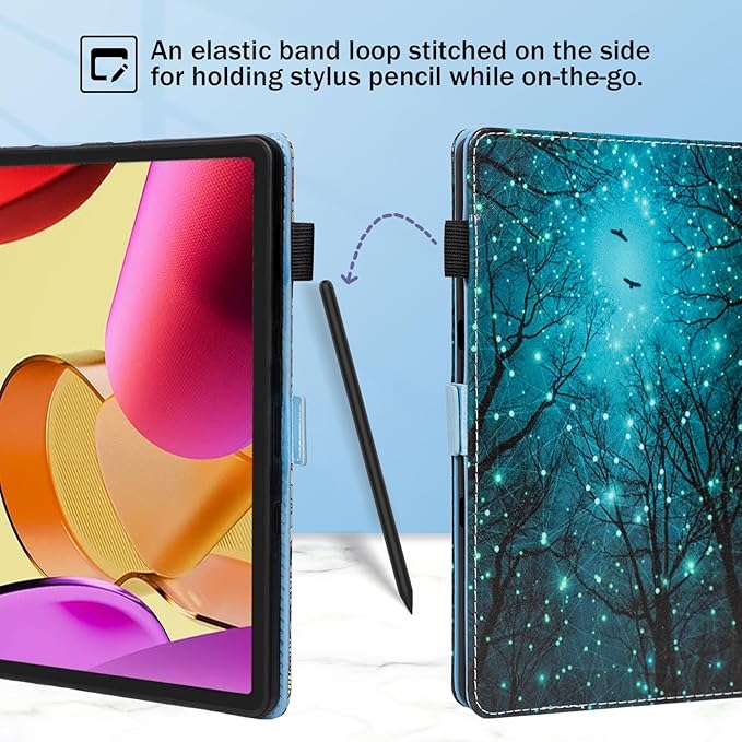 Dteck for Amazon Fire Max 11 Tablet Case 11" (13th Generation) 2023, PU Leather Shell TPU Back Cover Fold Stand Case with Auto Sleep Wake, Adjustable Viewing Angles, Cute Folio Case, Starry Forest