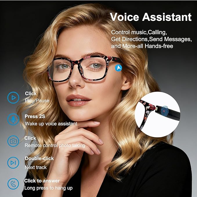 AI Smart Wireless Bluetooth Translation Glasses for Men/Women with Speakers/Bluetooth&140+ Languages Translation Sports/Travel/Drive/Busniess (C3+AI+Color Change Lenses+BaoHua)