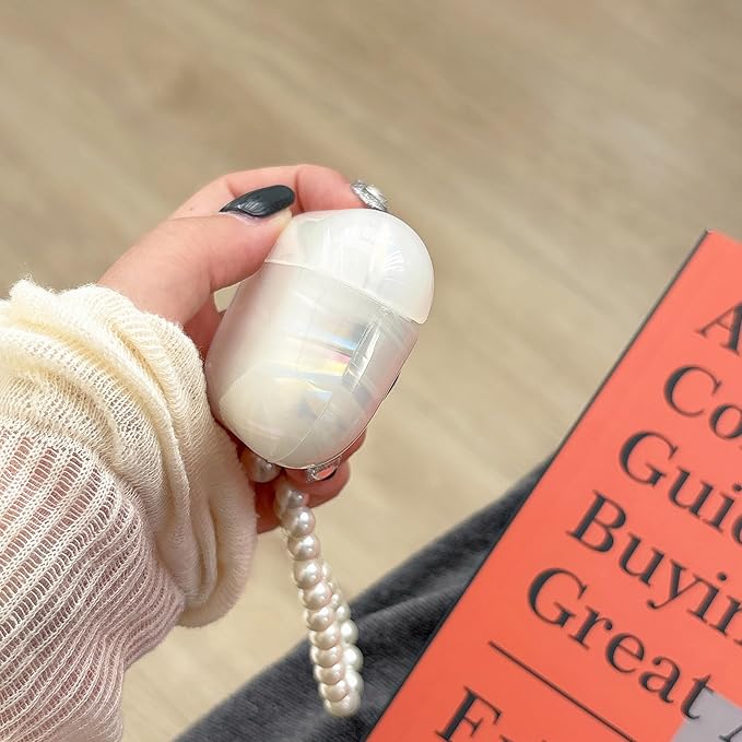 Cute Case for Airpods Pro 3 (2025), Bling Shell Pattern Soft TPU Protective Cover with Luxury Pearl Shell Keychain for Apple Airpods Pro 3 Charging Case, Colorful White