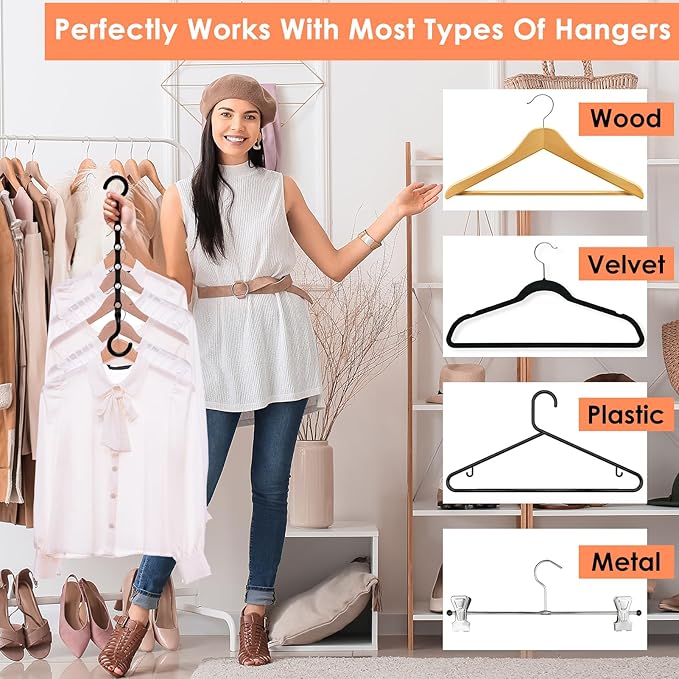 Closet Organizers and Storage, Sturdy Space Saving Hanger for Heavy Clothes, Upgraded Cascading Hangers, Magic Closet Organization Clothes Hangers, College Dorm Room Essentials for Girls, 8 Pack