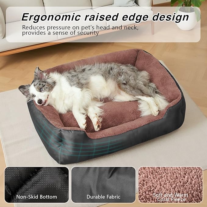 Dog Bed for Large Dogs, XL Dog Bed Soft Calming Pet Bed Washable, Comfortable and Breathable Pet Sofa with Nonskid Bottom, Black