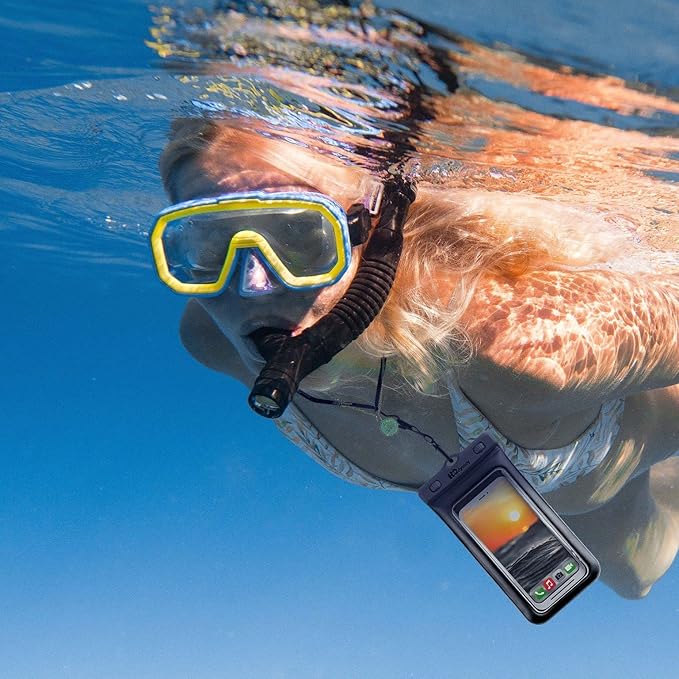 H2ODYSSEY Waterproof Phone Case and Lanyard - Excellent Waterproof Protection - Floats in The Water -Lanyard for Beach Kayak Travel - Universal Size - Black