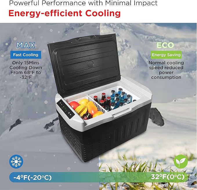 Frigidaire 2-in-1 Portable 12/24V DC & 110-240V AC Compressor Fridge Freezer – Compact for Travel, Car, Camping, Road Trips, Home, Dual Voltage 21qt