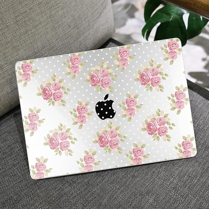 MEEgoodo for MacBook Air 13.3 inch Case 2021 2020 2019 2018 A2337 M1 A2179 A1932, Laptop Shell for MacBook Air M1 with Keyboard Webcam Cover & Trackpad Film & Type C Adapter,Vintage Chic Floral