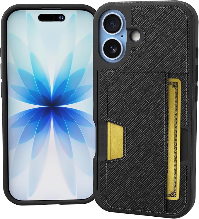 Smartish® iPhone 17 Wallet Case - Wallet Slayer Vol. 2 [Slim + Protective] Credit Card Holder w/Kickstand - Drop Tested Hidden Card Slot Cover for Apple iPhone 17 - Black Tie Affair