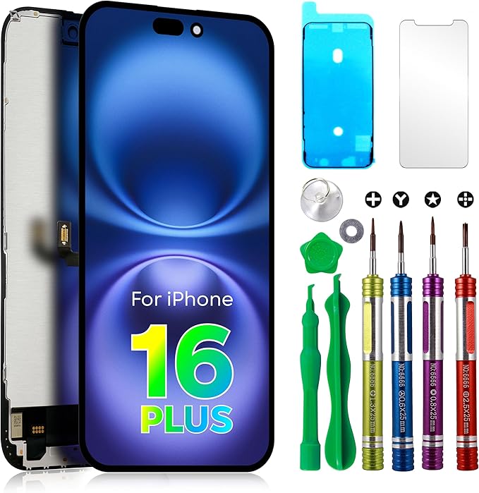 LCD Screen Replacement for iPhone 16 Plus (A3290, A3082, A3289, A3291) 6.7 inch Touch Screen Display Digitizer Frame Full Assembly
