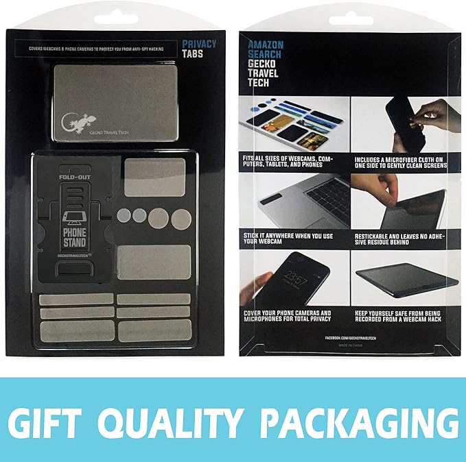 Webcam Covers - Laptop Webcam Cover - Tablet Webcam Covers - Smart TV & for Every Size Webcam on Any Device - Reusable/Multi-use – Protect Your Privacy with Gecko - Gray