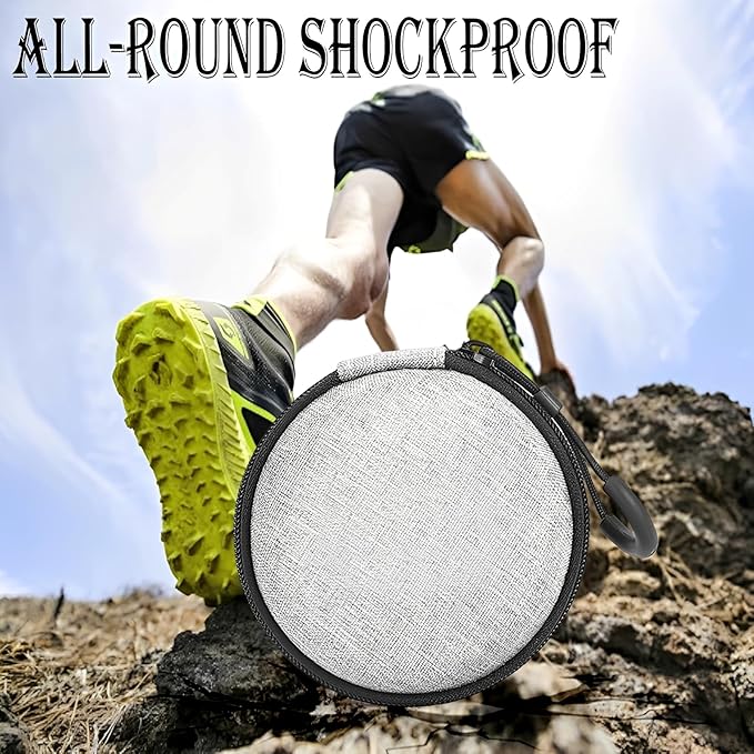 Earbud Case, Mini Portable Earbuds Organizer with Finger Strap Hard EVA Shockproof Carrying Case for Wireless & Wired Earphones, Headphones, USB Cable & SD Card - 2 Pcs Gray