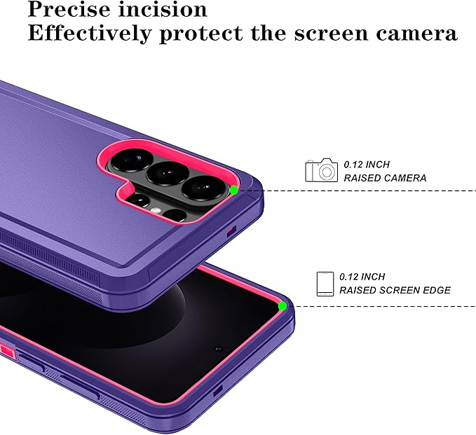 ONOLA Phone Case for Samsung Galaxy S26 Ultra Case with HD Screen Protector, Heavy Duty Shockproof & Dropproof 3-Layer Cover Phone Case for Galaxy S26 Ultra 6.9'',PurpleRoseRed