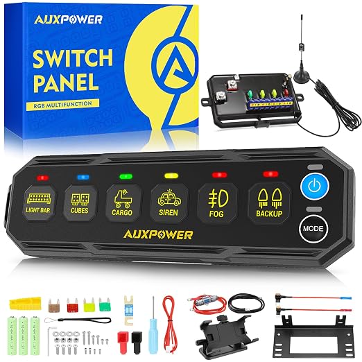 Auxpower 6 Gang Wireless Switch Panel S6W 4 Modes and RGB Dimmable