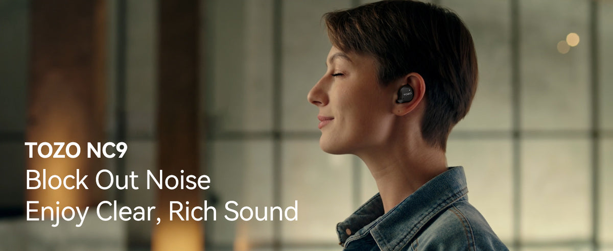 TOZO NC9 Hybrid Active Noise Cancelling Wireless Earbuds, 60H, LED Display