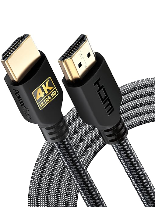 PowerBear 4K HDMI Cable 15 ft | Long Hdmi Cable, Braided Nylon & Gold Connectors, 4K @ 60Hz, Ultra HD, 2K, 1080P, ARC & CL3 Rated | for Laptop, Monitor, PS5, PS4, Xbox One, Fire TV, & More