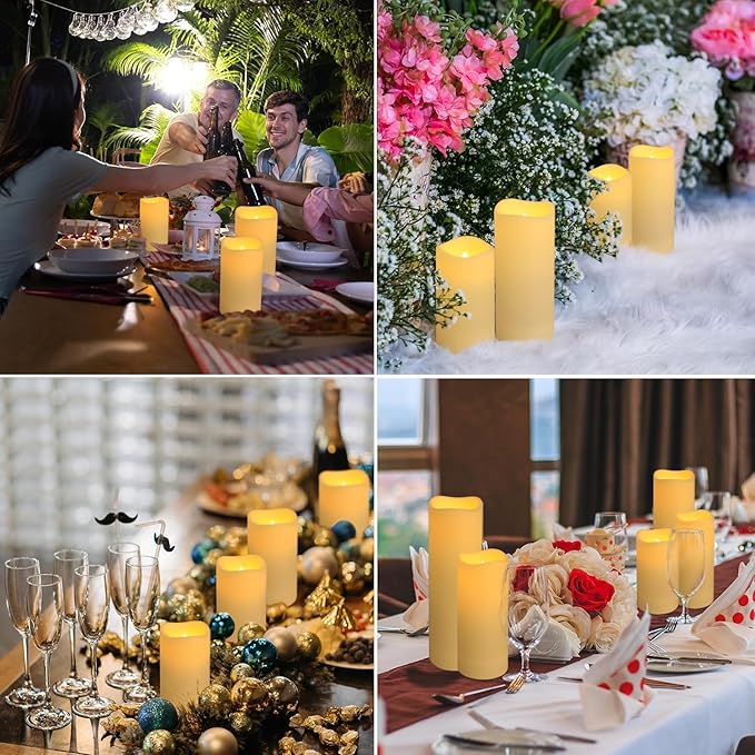 Set of 72 Waterproof Outdoor Flameless Candles, LED Candles with 4 Remote and Timer,(H 4" 5" 6" x D 2.2"),for Halloween Wedding Festiv