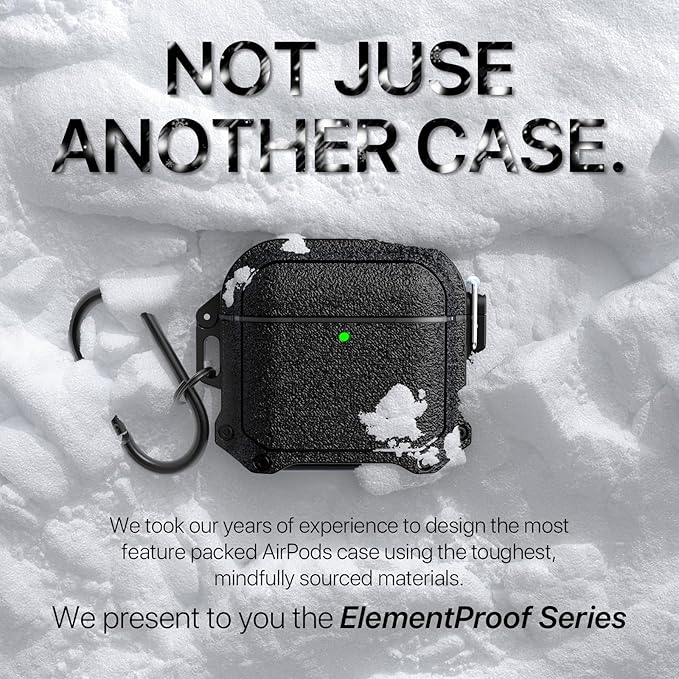 RFUNGUANGO Waterproof Case for AirPods 4 - Drop Protection for Apple AirPods 4th Generation with Carabiner & Cleaning Kit, Wireless Charging AirPod 4 Hard Case Cover, Black