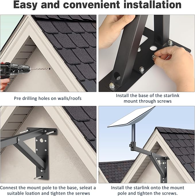 Starlink Long Wall Mount - Thickened Mounting Pole Kit for V2 Starlink Internet Satellite