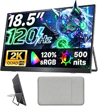 Upperizon Portable Monitor 18.5 inch 2K QHD 120% sRGB 120Hz IPS HDR HDMI USB-C Travel Monitor for Laptop MacBook PC Surface PS5 Xbox, Large External Display with Kickstand & Speakers, VESA Compatible - Image 1