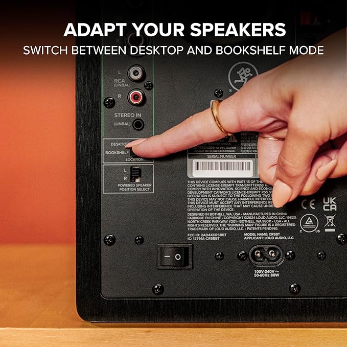 Mackie CR4.5BT 4.5" Creative Reference Powered Studio Monitors with Bluetooth, Tone Knob and Location Switch — Active Speakers for Music Production, Desktop Computer, Gaming, HiFi Listening