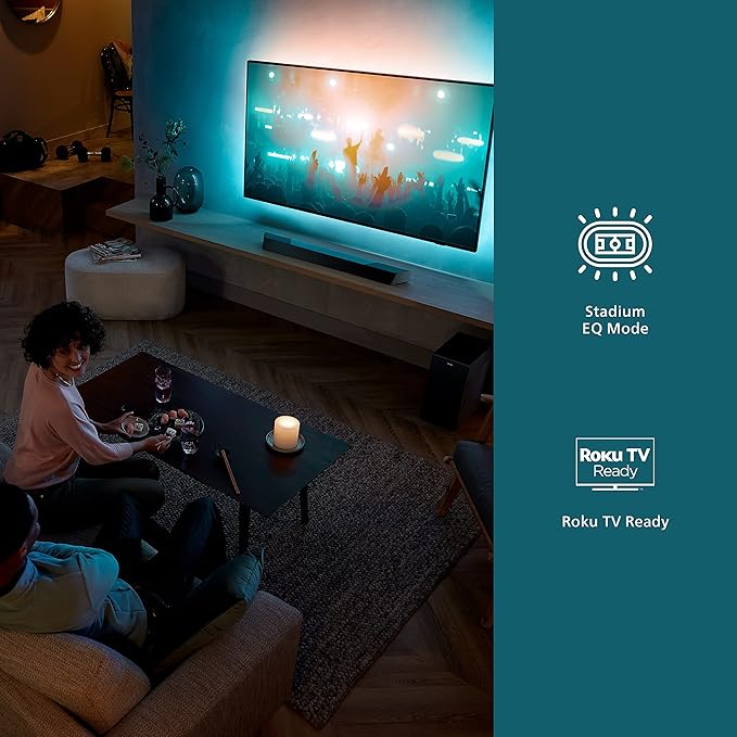 PHILIPS B8907 Soundbar 3.1.2 with Wireless Subwoofer, Dolby Atmos, Play-Fi Compatible