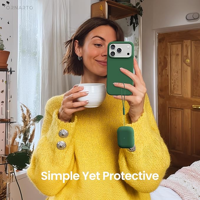 ORNARTO Compatible with AirPods Pro 3 Case 2025, Full Protective Hybrid Silicone for AirPods Pro 3rd Generation Case, Front LED Visible Skin Cover-Clover Green