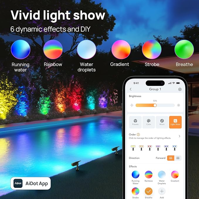 Linkind Smart Solar Lights Outdoor SL5 with Motion Sensor, APP Control Cool/Warm White/Color Changing Solar Spot Lights Outdoor, IP65 Landscape Lighting for Yard, Garden, Path(2 Pack)