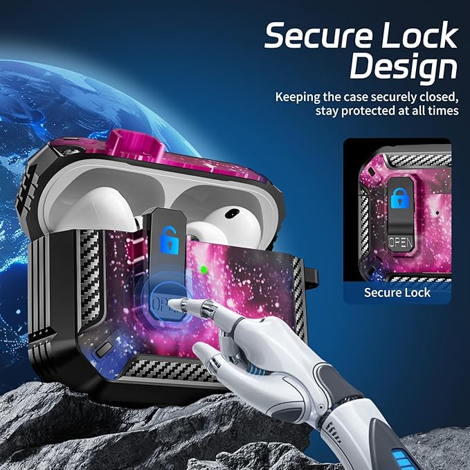 for AirPods Pro 3 Case (2025 New), Secure Lock Cases Cover with Cleaning Kit & Keychain Compatible with Airpods Pro 3rd Generation Case for Men Women, Powerful Drop Protection
