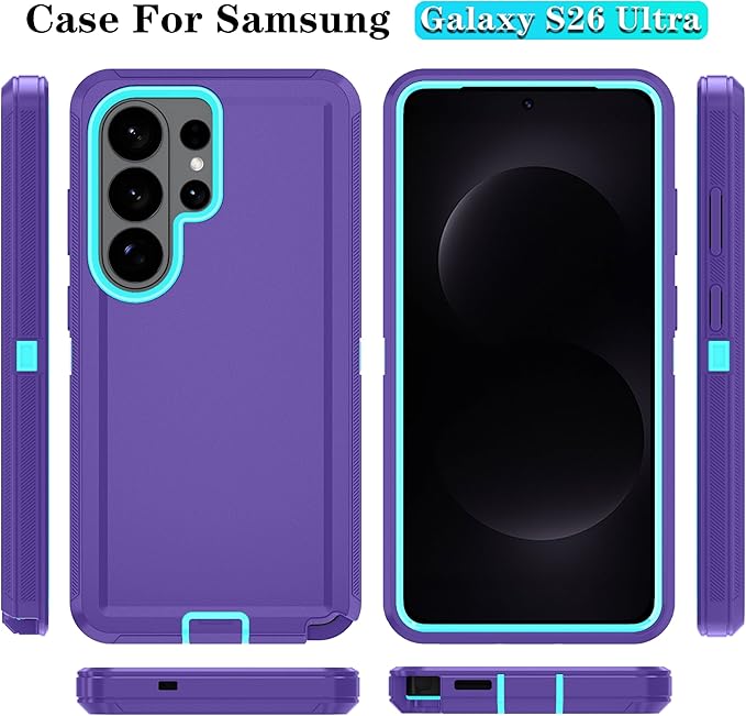 ONOLA Phone Case for Samsung Galaxy S26 Ultra Case with HD Screen Protector, Heavy Duty Shockproof & Dropproof 3-Layer Cover Phone Case for Galaxy S26 Ultra 6.9'',PurpleSkyBlue