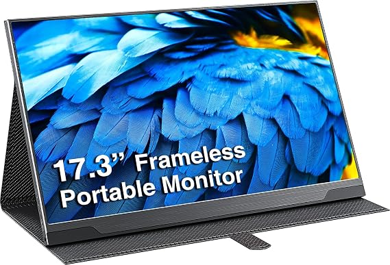 cocopar Portable Monitor 17.3 Inch 1080P FHD 60Hz 100% sRGB Travel Monitor with Speaker HDMI USB-C Second Screen for Laptop MacBook Surface PC Xbox PS4/5, VESA Mountable, with Full Cover Stand