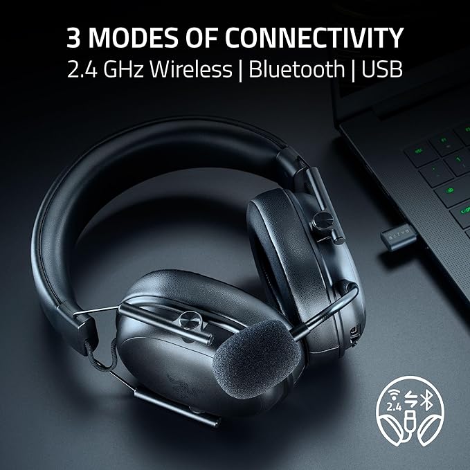 Razer BlackShark V3 X HyperSpeed Wireless Gaming Headset for PC: 50mm Drivers - Cardioid Mic - 2.4 GHz, Bluetooth, USB - Works with Mac, PS5, Nintendo Switch, Smartphone - Black (Renewed)