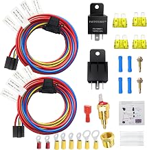 Dual Electric Fan Relay Kit Electric Radiator Fan Kit Temperature Sensor Switch 185 On 175 Off Automotive Wiring Kit 60 Amp Cooling Fan Relay Switch Kit 4 Pin Waterproof Relay Kit
