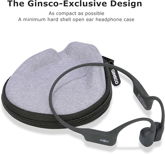 Ginsco Universal Bone Conduction Headphone Case Compatible with SHOKZ New OpenRun Pro 2/Pro 2 Mini/OpenRun/OpenSwim Open-Ear Sport Headphones, Compatible with MRYTKY/BAICLUD/CXK/Ogogrs etc (Gray)