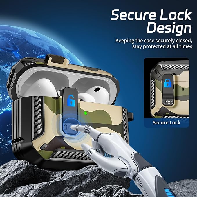 for AirPods Pro 3 Case (2025 New), Secure Lock Cases Cover with Cleaning Kit & Keychain Compatible with Airpods Pro 3rd Generation Case for Men Women, Powerful Drop Protection